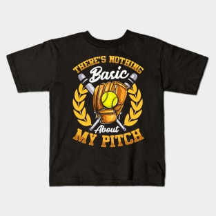 Cute There's Nothing Basic About My Pitch Softball Kids T-Shirt